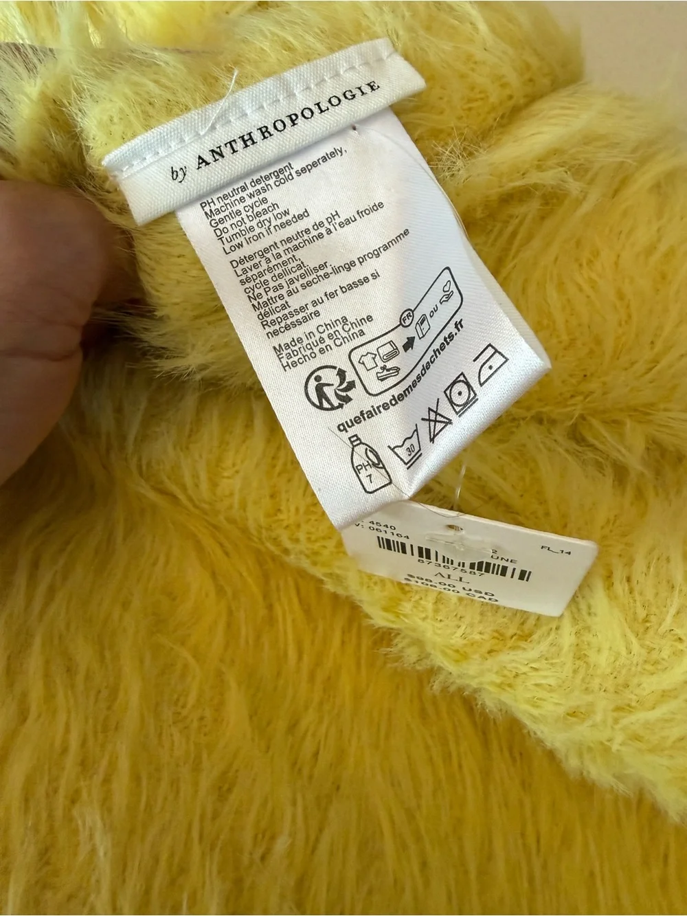 Anthropologie Sunny Yellow Faux Fur Throw Blanket